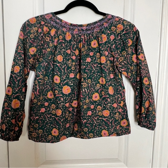 Roller Rabbit Vibrant Floral Long-Sleeve Blouse with Rounded Neckline Size 12 - Picture 2 of 6